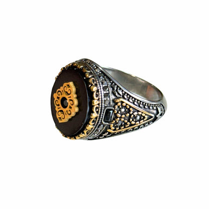 THE MEN THING Rings Royal Series - Noble Crest RING - Pure Stainless Steel Men’s Silver-Plated Ring – Statement Luxury Jewelry (Size : 17-18-22-26-28)