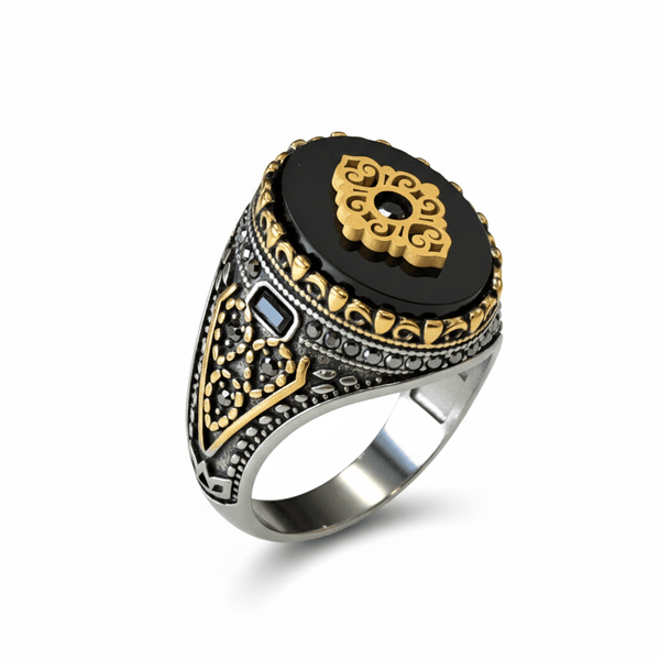 Royal Series - Noble Crest RING - Pure Stainless Steel Men’s Silver-Plated Ring – Statement Luxury Jewelry (Size : 17-18-22-26-28)