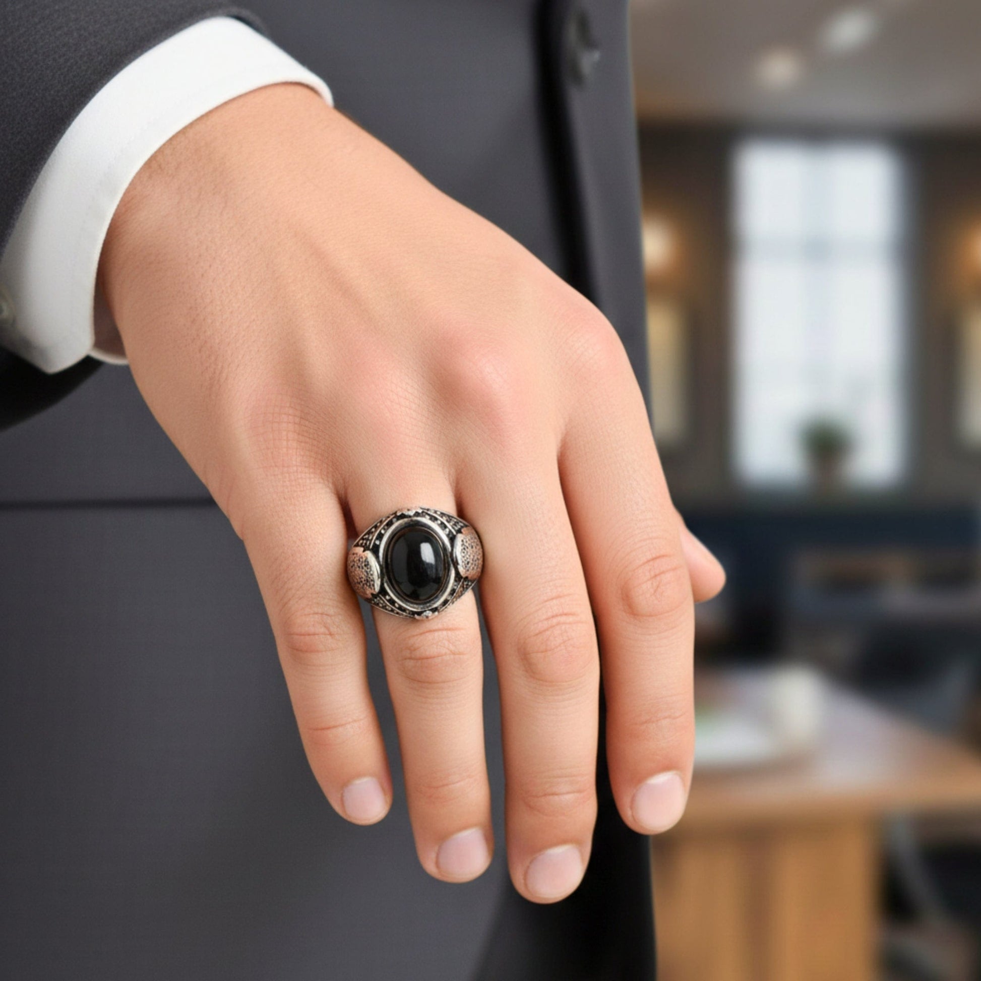 THE MEN THING Rings Royal Series - NOCTIS AEGIS RING - Pure Stainless Steel Men’s Steel-Plated Ring – Statement Luxury Jewelry (Size : 17-19-21-22-24-25-26-27)