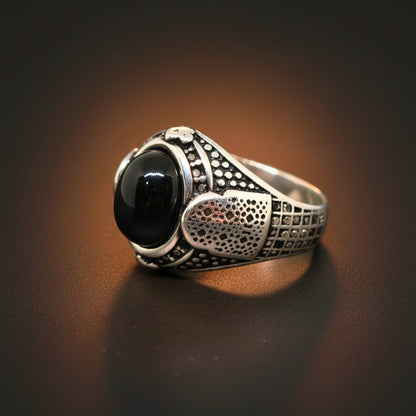 THE MEN THING Rings Royal Series - NOCTIS AEGIS RING - Pure Stainless Steel Men’s Steel-Plated Ring – Statement Luxury Jewelry (Size : 17-19-21-22-24-25-26-27)