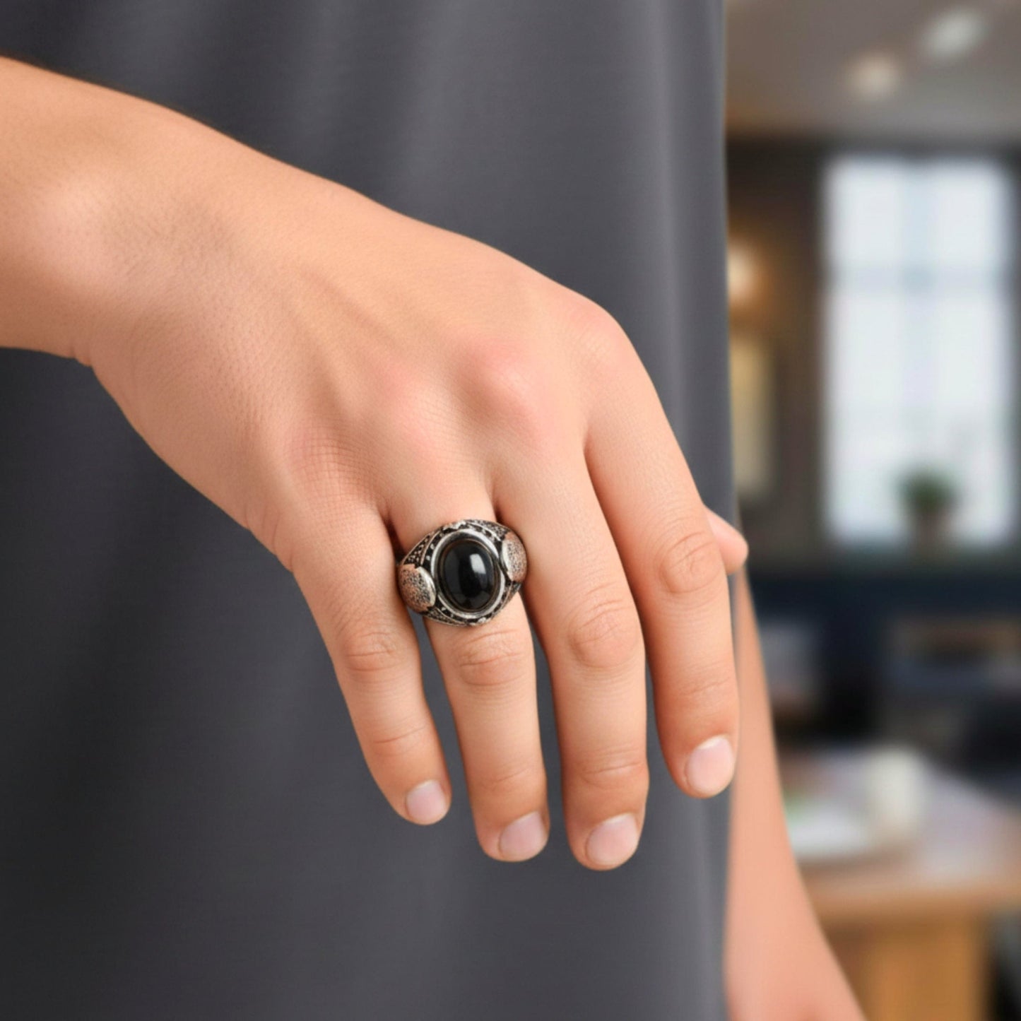 THE MEN THING Rings Royal Series - NOCTIS AEGIS RING - Pure Stainless Steel Men’s Steel-Plated Ring – Statement Luxury Jewelry (Size : 17-19-21-22-24-25-26-27)