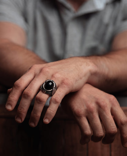 THE MEN THING Rings Royal Series - NOCTIS AEGIS RING - Pure Stainless Steel Men’s Steel-Plated Ring – Statement Luxury Jewelry (Size : 17-19-21-22-24-25-26-27)