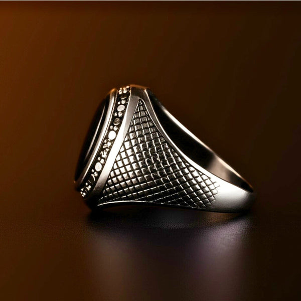 Royal Series - NOCTIS REGNUM RING - Pure Stainless Steel Men’s Steel-Plated Ring – Statement Luxury Jewelry (Size : 19-22-24)