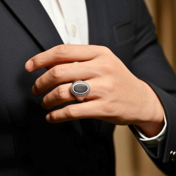 Royal Series - NOCTIS REGNUM RING - Pure Stainless Steel Men’s Steel-Plated Ring – Statement Luxury Jewelry (Size : 19-22-24)