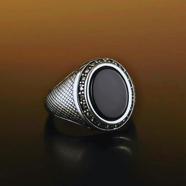 Royal Series - NOCTIS REGNUM RING - Pure Stainless Steel Men’s Steel-Plated Ring – Statement Luxury Jewelry (Size : 19-22-24)