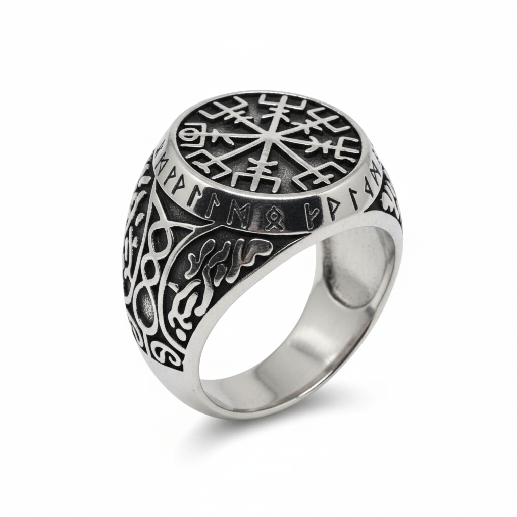 THE MEN THING Rings Royal Series - NORDIC FATE RING - Pure Stainless Steel Men’s Steel-Plated Ring – Statement Luxury Jewelry (Size : 19-20-22-24-27-28-30)