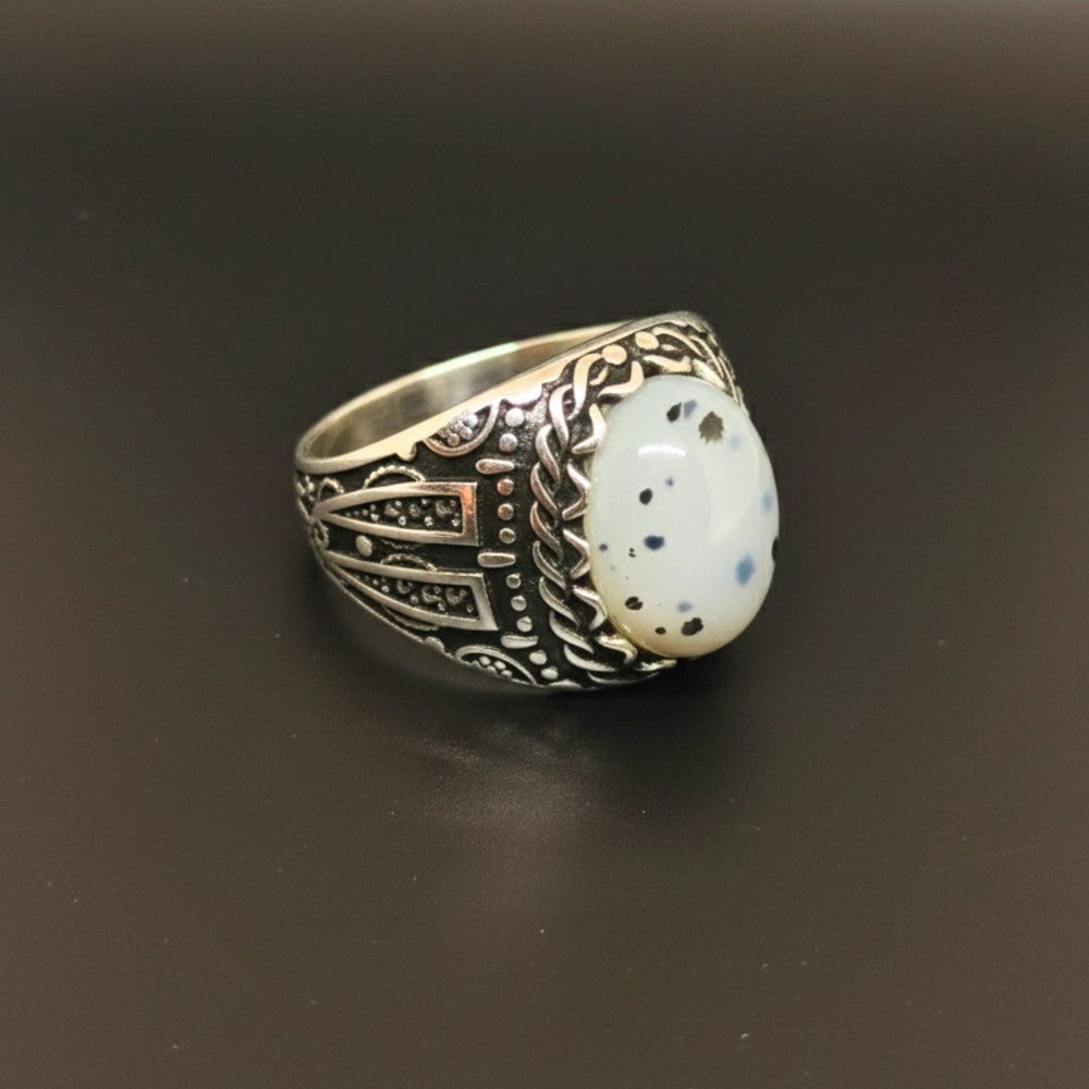 THE MEN THING Rings Royal Series - OBSIDIAN MIRAGE MULTICOLOR STONES - Pure Stainless Steel Men’s Steel-Plated Ring – Statement Luxury Jewelry (Size :16-17-18-21-22-26-27)