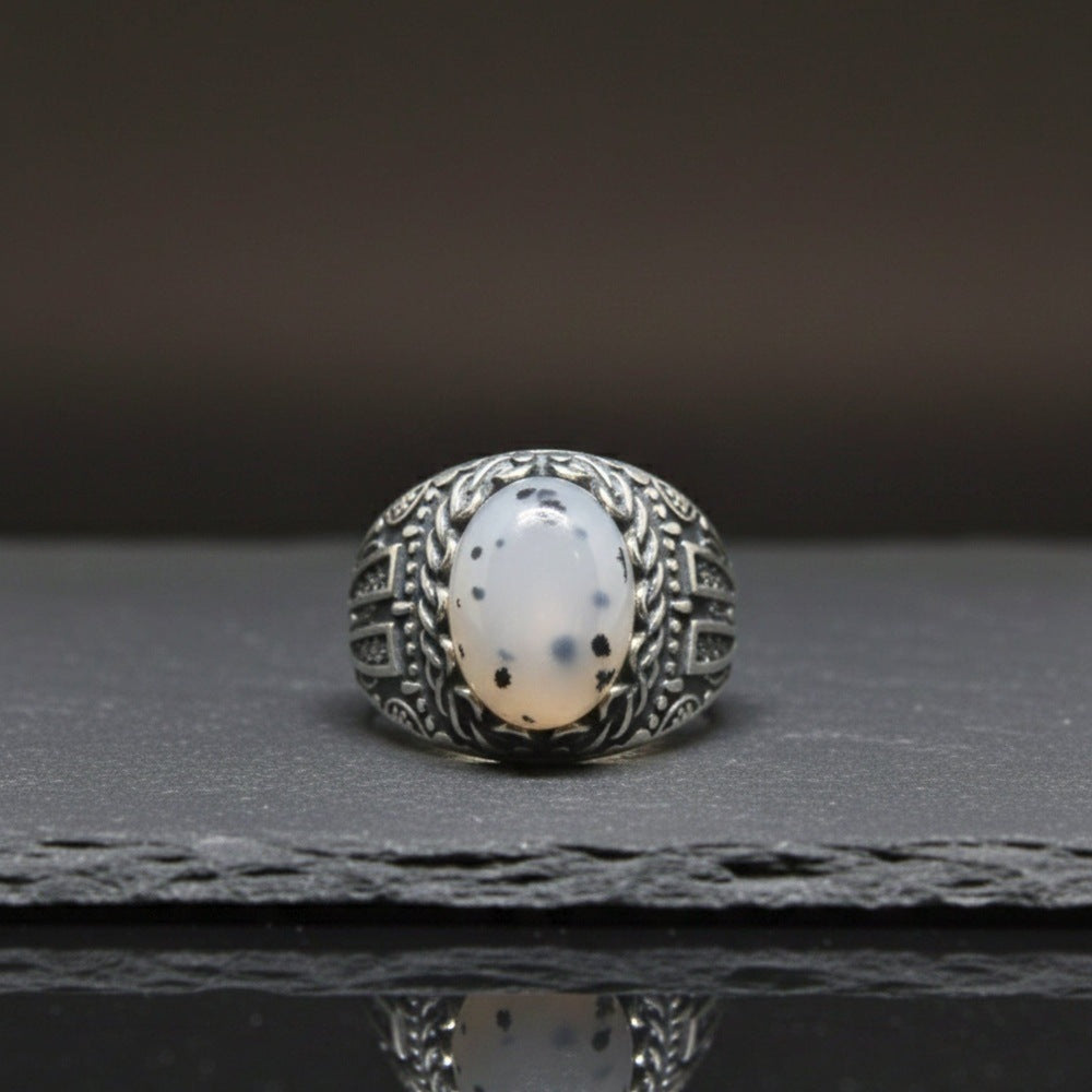 THE MEN THING Rings Royal Series - OBSIDIAN MIRAGE MULTICOLOR STONES - Pure Stainless Steel Men’s Steel-Plated Ring – Statement Luxury Jewelry (Size :16-17-18-21-22-26-27)