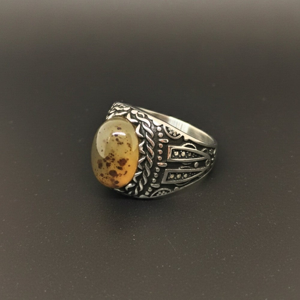 THE MEN THING Rings Royal Series - OBSIDIAN MIRAGE MULTICOLOR STONES - Pure Stainless Steel Men’s Steel-Plated Ring – Statement Luxury Jewelry (Size :16-17-18-21-22-26-27)