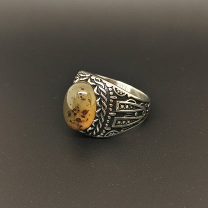 THE MEN THING Rings Royal Series - OBSIDIAN MIRAGE MULTICOLOR STONES - Pure Stainless Steel Men’s Steel-Plated Ring – Statement Luxury Jewelry (Size :16-17-18-21-22-26-27)