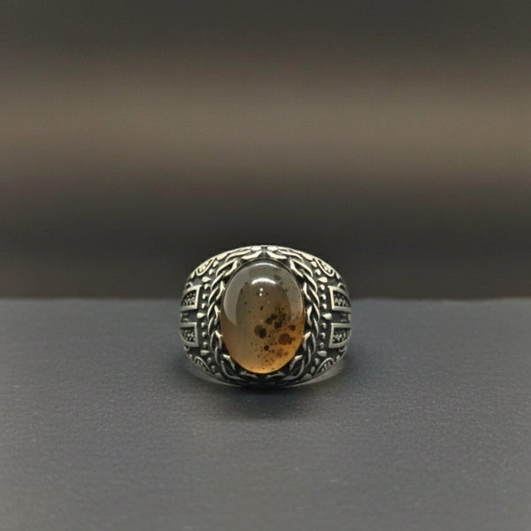 Royal Series - OBSIDIAN MIRAGE MULTICOLOR STONES - Pure Stainless Steel Men’s Steel-Plated Ring – Statement Luxury Jewelry (Size :16-17-18-21-22-26-27)