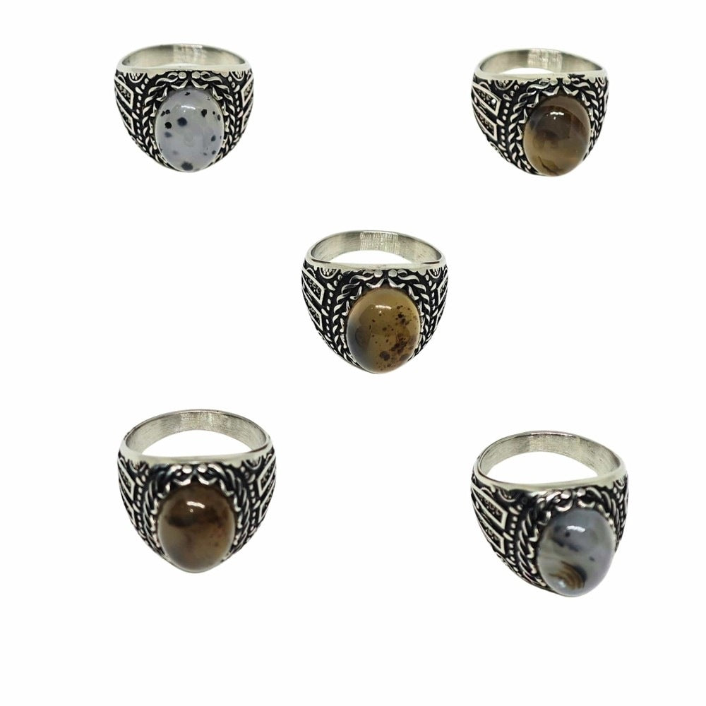 THE MEN THING Rings Royal Series - OBSIDIAN MIRAGE MULTICOLOR STONES - Pure Stainless Steel Men’s Steel-Plated Ring – Statement Luxury Jewelry (Size :16-17-18-21-22-26-27)