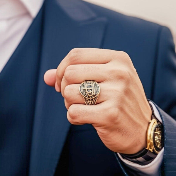 Royal Series - ORIZON CROWN RING - Pure Stainless Steel Men’s Rose Gold-Plated Ring – Statement Luxury Jewelry (Size : 19-22-24)