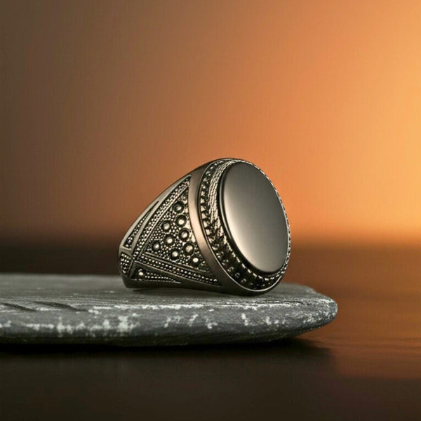 Royal Series - OSIRIS FANG RING - Pure Stainless Steel Men’s Black-Plated Ring – Statement Luxury Jewelry (Size : 19-22-24)