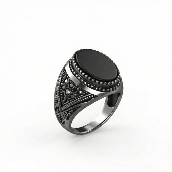 Royal Series - OSIRIS FANG RING - Pure Stainless Steel Men’s Black-Plated Ring – Statement Luxury Jewelry (Size : 19-22-24)