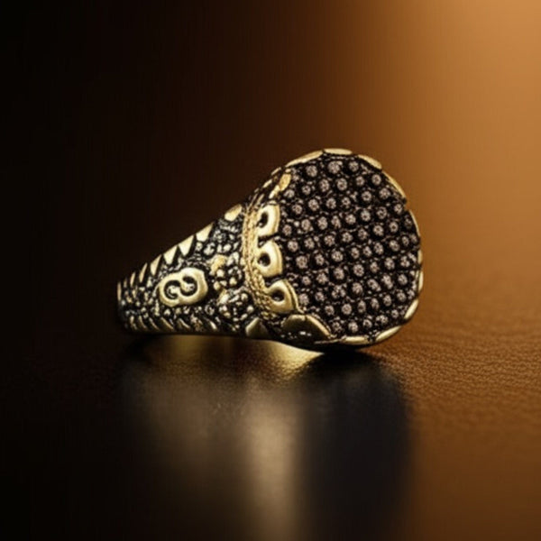 Royal Series - RAVEN CROWN RING - Pure Stainless Steel Men’s Gold-Plated Ring – Statement Luxury Jewelry (Size : -17-20-22-24-27)