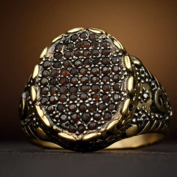 Royal Series - RAVEN CROWN RING - Pure Stainless Steel Men’s Gold-Plated Ring – Statement Luxury Jewelry (Size : -17-20-22-24-27)