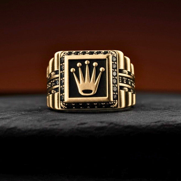 Royal Series - REGAL EMBER RING - Pure Stainless Steel Men’s Rose Gold-Plated Ring – Statement Luxury Jewelry (Size : 16-19-21-24)