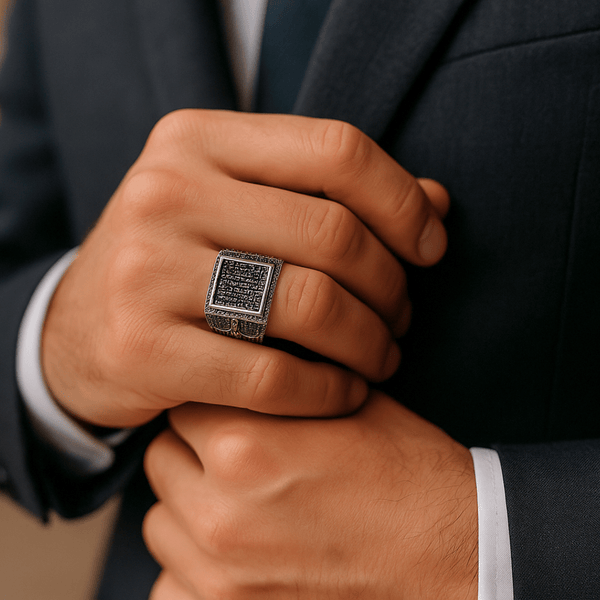 Royal Series - REGAL GUARDIAN RING - Pure Stainless Steel Men’s Silver-Plated Ring – Statement Luxury Jewelry (Size : 16-17-21-23-24-26)