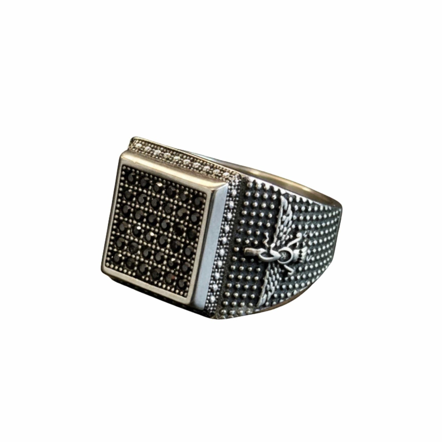 THE MEN THING Rings Royal Series - REGAL GUARDIAN RING - Pure Stainless Steel Men’s Silver-Plated Ring – Statement Luxury Jewelry (Size : 16-17-21-23-24-26)