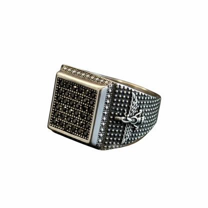 THE MEN THING Rings Royal Series - REGAL GUARDIAN RING - Pure Stainless Steel Men’s Silver-Plated Ring – Statement Luxury Jewelry (Size : 16-17-21-23-24-26)