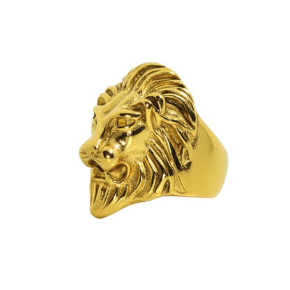THE MEN THING Rings Royal Series - REGAL LION KING RING - Pure Stainless Steel Men’s Gold-Plated Ring – Statement Luxury Jewelry (Size :16-18-20-24-25-26-27-30-31 )