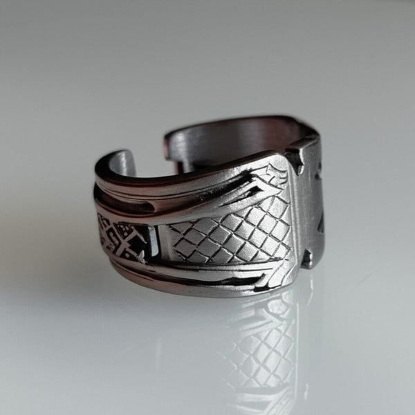 Royal Series - ROGUE SIGIL RING - Pure Stainless Steel Men’s Steel-Plated Ring – Statement Luxury Jewelry (Size : 19-20-21-22-25)