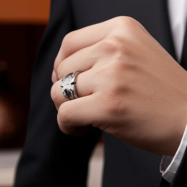 Royal Series - ROGUE SIGIL RING - Pure Stainless Steel Men’s Steel-Plated Ring – Statement Luxury Jewelry (Size : 19-20-21-22-25)
