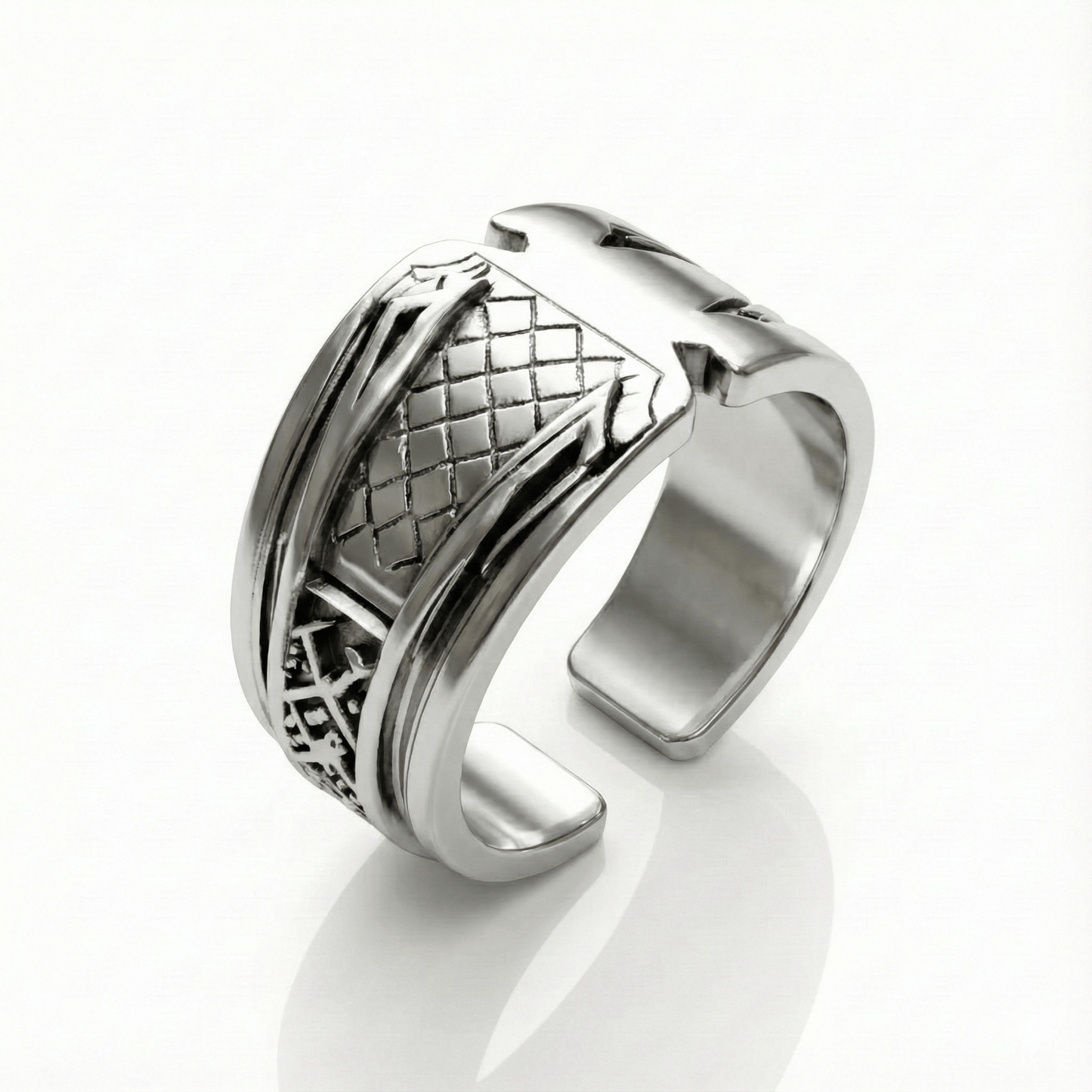 THE MEN THING Rings Royal Series - ROGUE SIGIL RING - Pure Stainless Steel Men’s Steel-Plated Ring – Statement Luxury Jewelry (Size : 19-20-21-22-25)