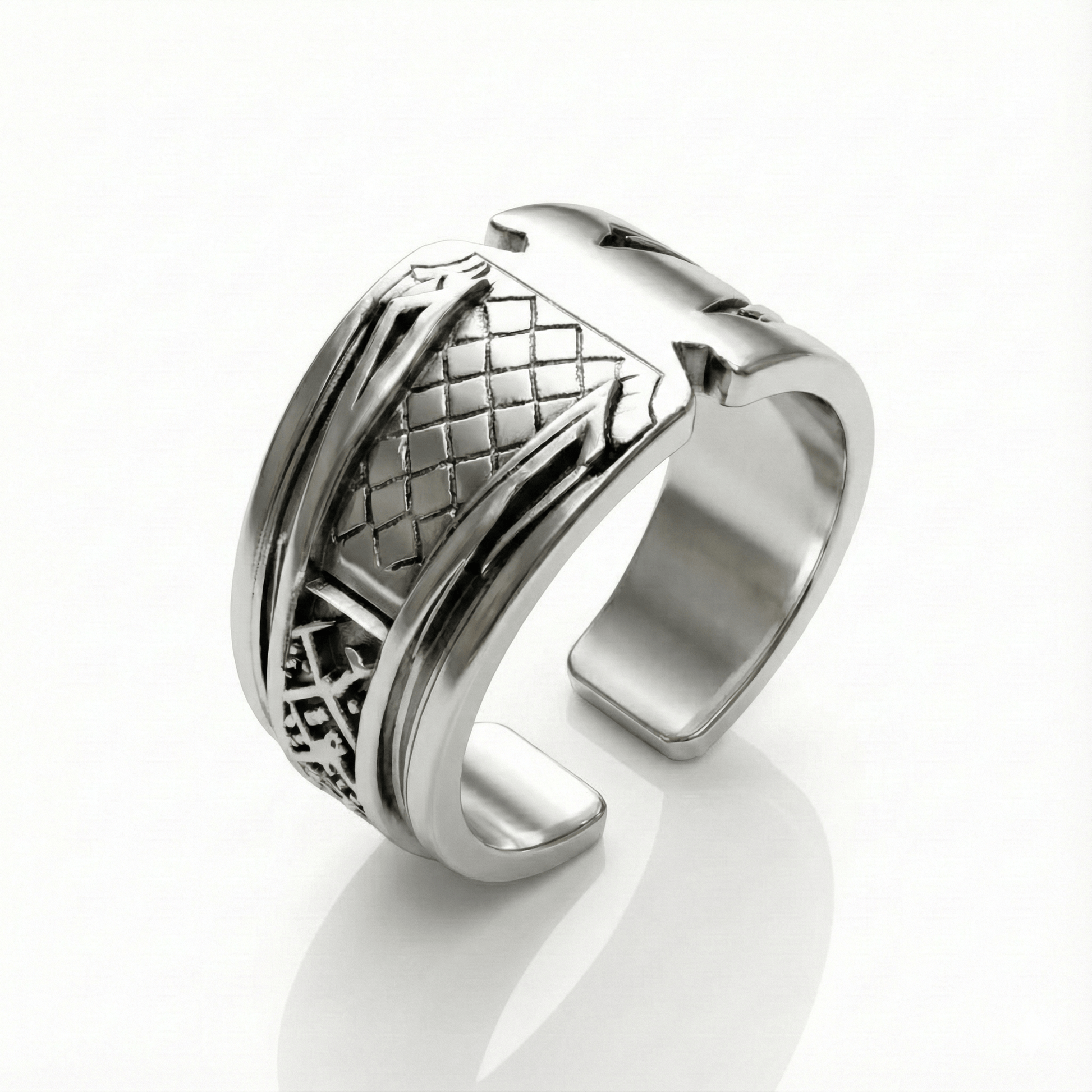 THE MEN THING Rings Royal Series - ROGUE SIGIL RING - Pure Stainless Steel Men’s Steel-Plated Ring – Statement Luxury Jewelry (Size : 19-20-21-22-25)