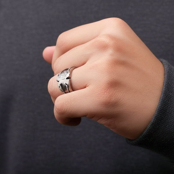 Royal Series - ROGUE SIGIL RING - Pure Stainless Steel Men’s Steel-Plated Ring – Statement Luxury Jewelry (Size : 19-20-21-22-25)