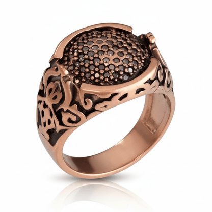 THE MEN THING Rings Royal Series - SHADOW BLOOM RING - Pure Stainless Steel Men’s Rose Gold-Plated Ring – Statement Luxury Jewelry (Size : 16-22-27)