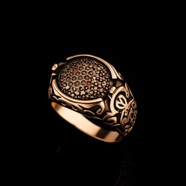 Royal Series - SHADOW BLOOM RING - Pure Stainless Steel Men’s Rose Gold-Plated Ring – Statement Luxury Jewelry (Size : 16-22-27)