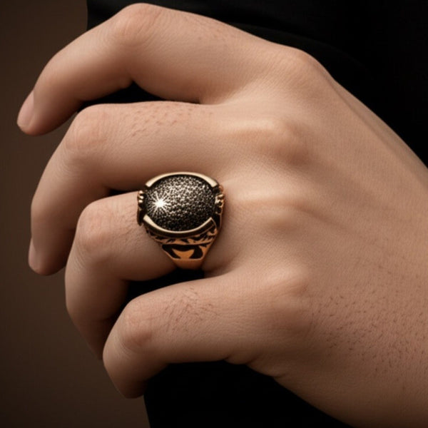 Royal Series - SHADOW BLOOM RING - Pure Stainless Steel Men’s Rose Gold-Plated Ring – Statement Luxury Jewelry (Size : 16-22-27)