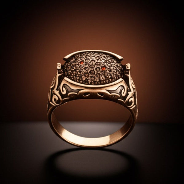 Royal Series - SHADOW BLOOM RING - Pure Stainless Steel Men’s Rose Gold-Plated Ring – Statement Luxury Jewelry (Size : 16-22-27)