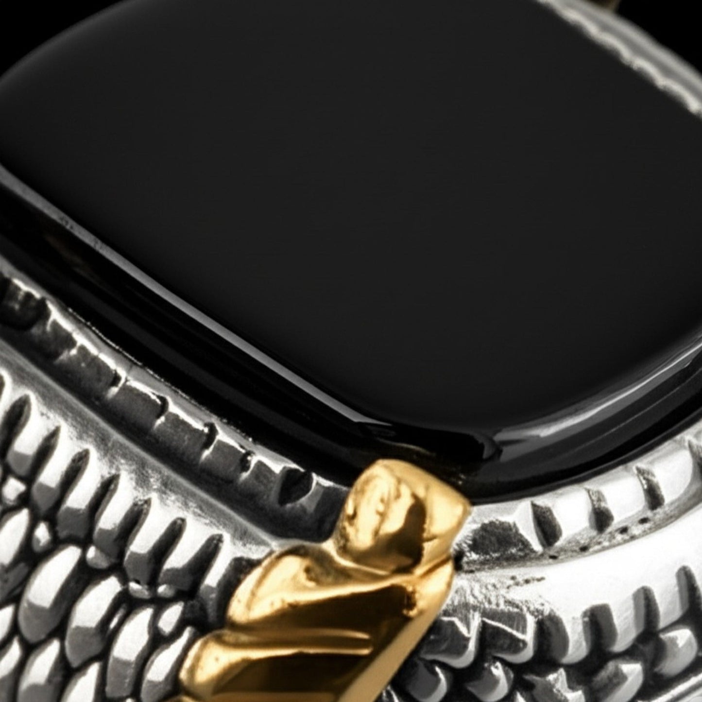 THE MEN THING Rings Royal Series - SHADOW SOVEREIGN RING - Pure Stainless Steel Men’s Steel-Gold-Plated Ring – Statement Luxury Jewelry (Size : 16-20-22-27)