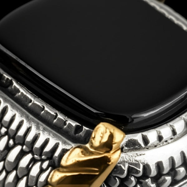 Royal Series - SHADOW SOVEREIGN RING - Pure Stainless Steel Men’s Steel-Gold-Plated Ring – Statement Luxury Jewelry (Size : 16-20-22-27)