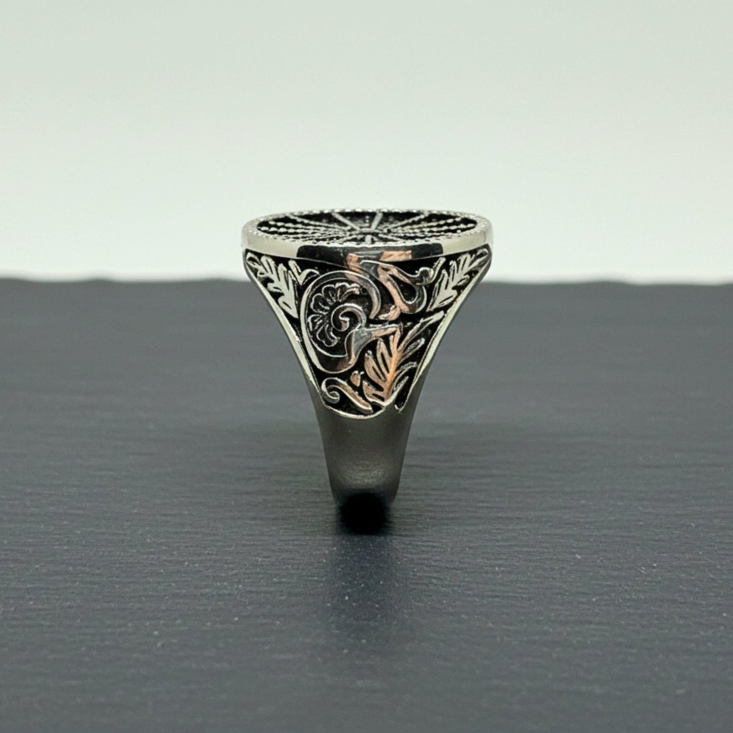 THE MEN THING Rings Royal Series - SHADOW SUN RING - Pure Stainless Steel Men’s Steel-Plated Ring – Statement Luxury Jewelry (Size : 15-16-17-18-21-22-26-27)