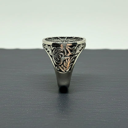 THE MEN THING Rings Royal Series - SHADOW SUN RING - Pure Stainless Steel Men’s Steel-Plated Ring – Statement Luxury Jewelry (Size : 15-16-17-18-21-22-26-27)