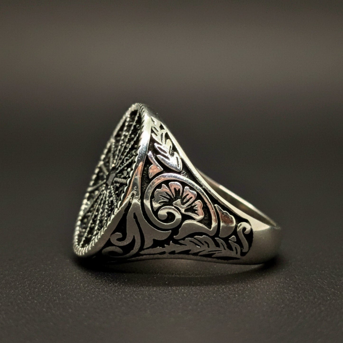 THE MEN THING Rings Royal Series - SHADOW SUN RING - Pure Stainless Steel Men’s Steel-Plated Ring – Statement Luxury Jewelry (Size : 15-16-17-18-21-22-26-27)