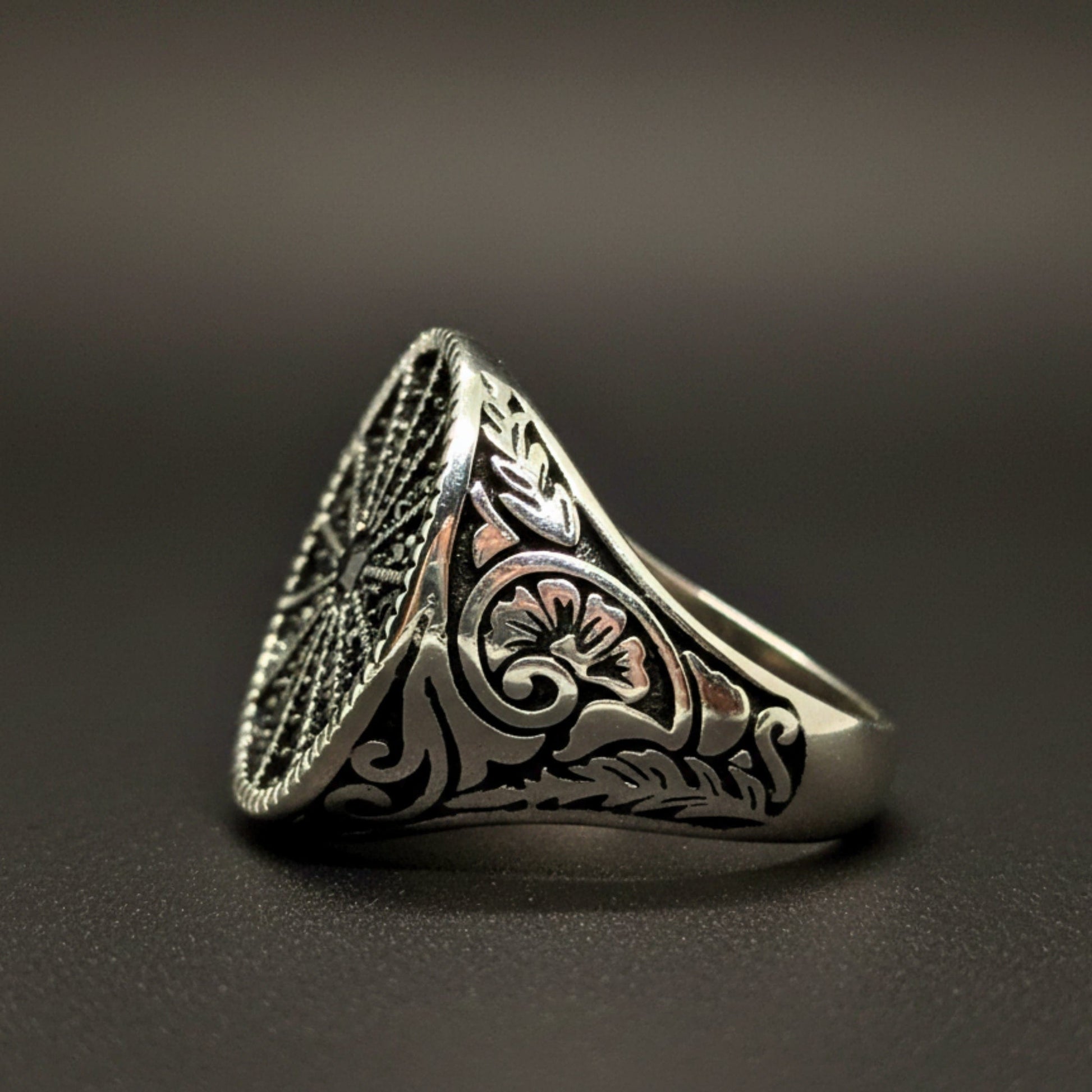 THE MEN THING Rings Royal Series - SHADOW SUN RING - Pure Stainless Steel Men’s Steel-Plated Ring – Statement Luxury Jewelry (Size : 15-16-17-18-21-22-26-27)