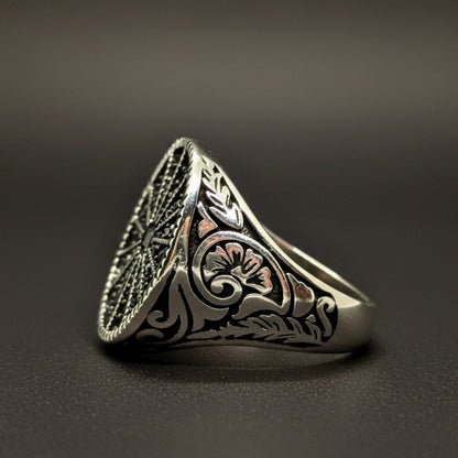 THE MEN THING Rings Royal Series - SHADOW SUN RING - Pure Stainless Steel Men’s Steel-Plated Ring – Statement Luxury Jewelry (Size : 15-16-17-18-21-22-26-27)