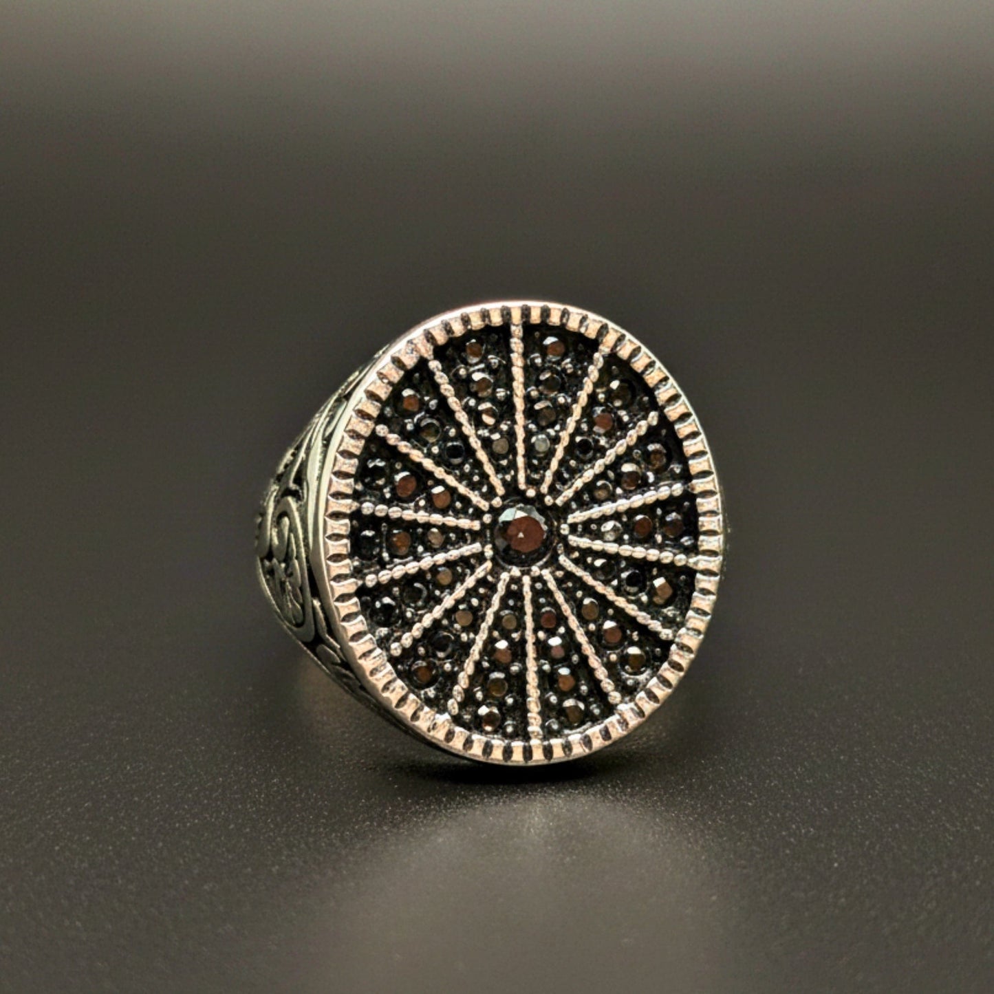 THE MEN THING Rings Royal Series - SHADOW SUN RING - Pure Stainless Steel Men’s Steel-Plated Ring – Statement Luxury Jewelry (Size : 15-16-17-18-21-22-26-27)