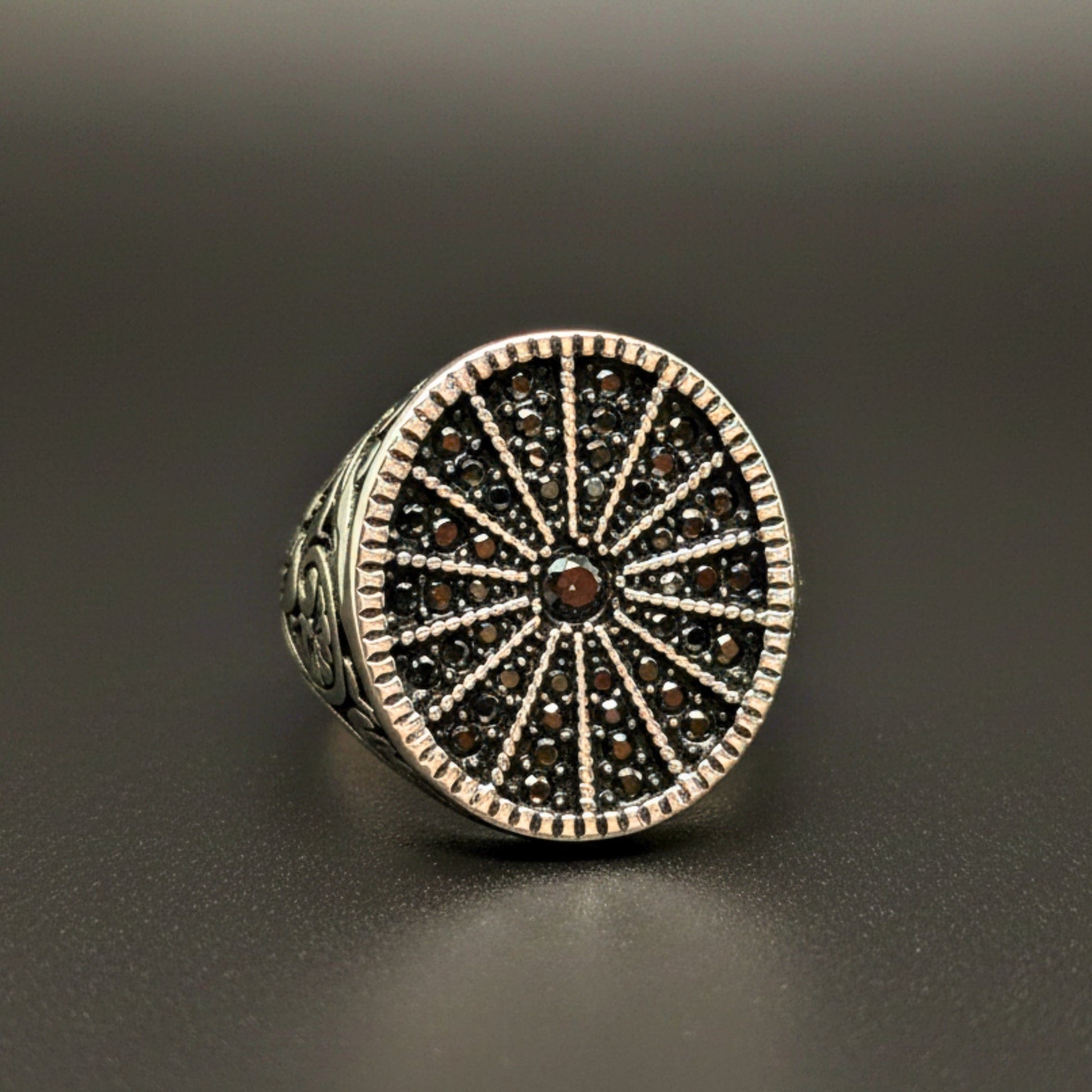 THE MEN THING Rings Royal Series - SHADOW SUN RING - Pure Stainless Steel Men’s Steel-Plated Ring – Statement Luxury Jewelry (Size : 15-16-17-18-21-22-26-27)