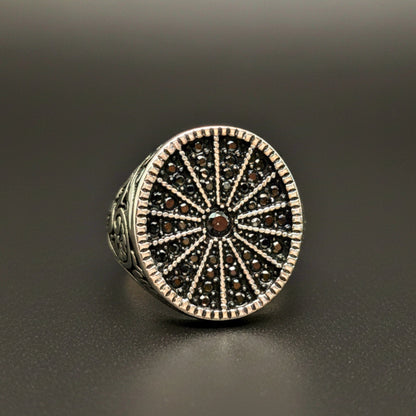 THE MEN THING Rings Royal Series - SHADOW SUN RING - Pure Stainless Steel Men’s Steel-Plated Ring – Statement Luxury Jewelry (Size : 15-16-17-18-21-22-26-27)