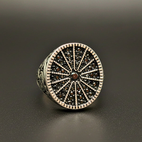 Royal Series - SHADOW SUN RING - Pure Stainless Steel Men’s Steel-Plated Ring – Statement Luxury Jewelry (Size : 15-16-17-18-21-22-26-27)