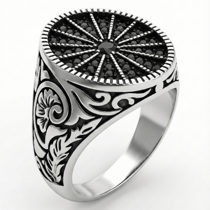 THE MEN THING Rings Royal Series - SHADOW SUN RING - Pure Stainless Steel Men’s Steel-Plated Ring – Statement Luxury Jewelry (Size : 15-16-17-18-21-22-26-27)