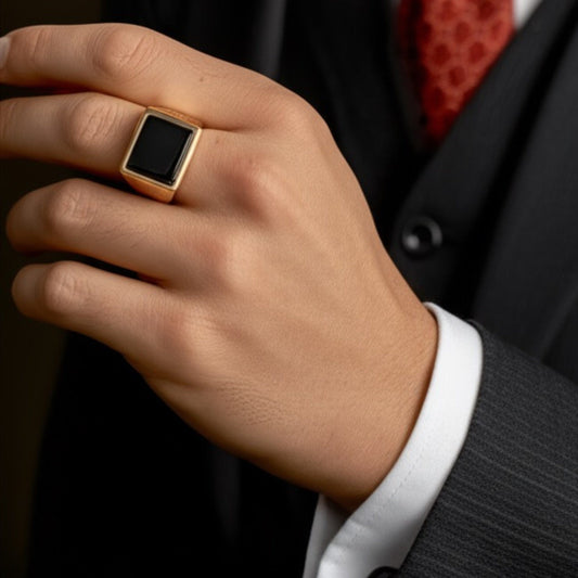 THE MEN THING Rings Royal Series - SHADOW VAULT RING - Pure Stainless Steel Men’s Rose Gold-Plated Ring – Statement Luxury Jewelry (Size : -16-19-22)