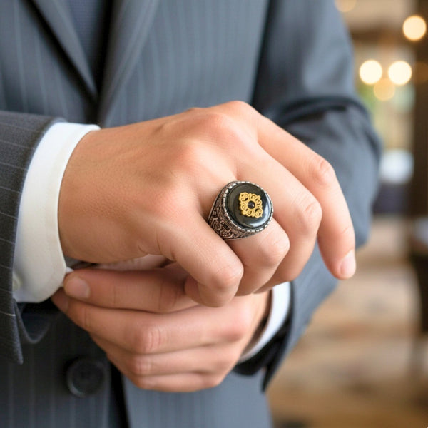 Royal Series - SILVER ELITE CREST RING - Pure Stainless Steel Men’s Steel-Gold-Plated Ring – Statement Luxury Jewelry (Size : 17-19-20-22-27)