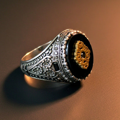 THE MEN THING Rings Royal Series - SILVER ELITE CREST RING - Pure Stainless Steel Men’s Steel-Gold-Plated Ring – Statement Luxury Jewelry (Size : 17-19-20-22-27)